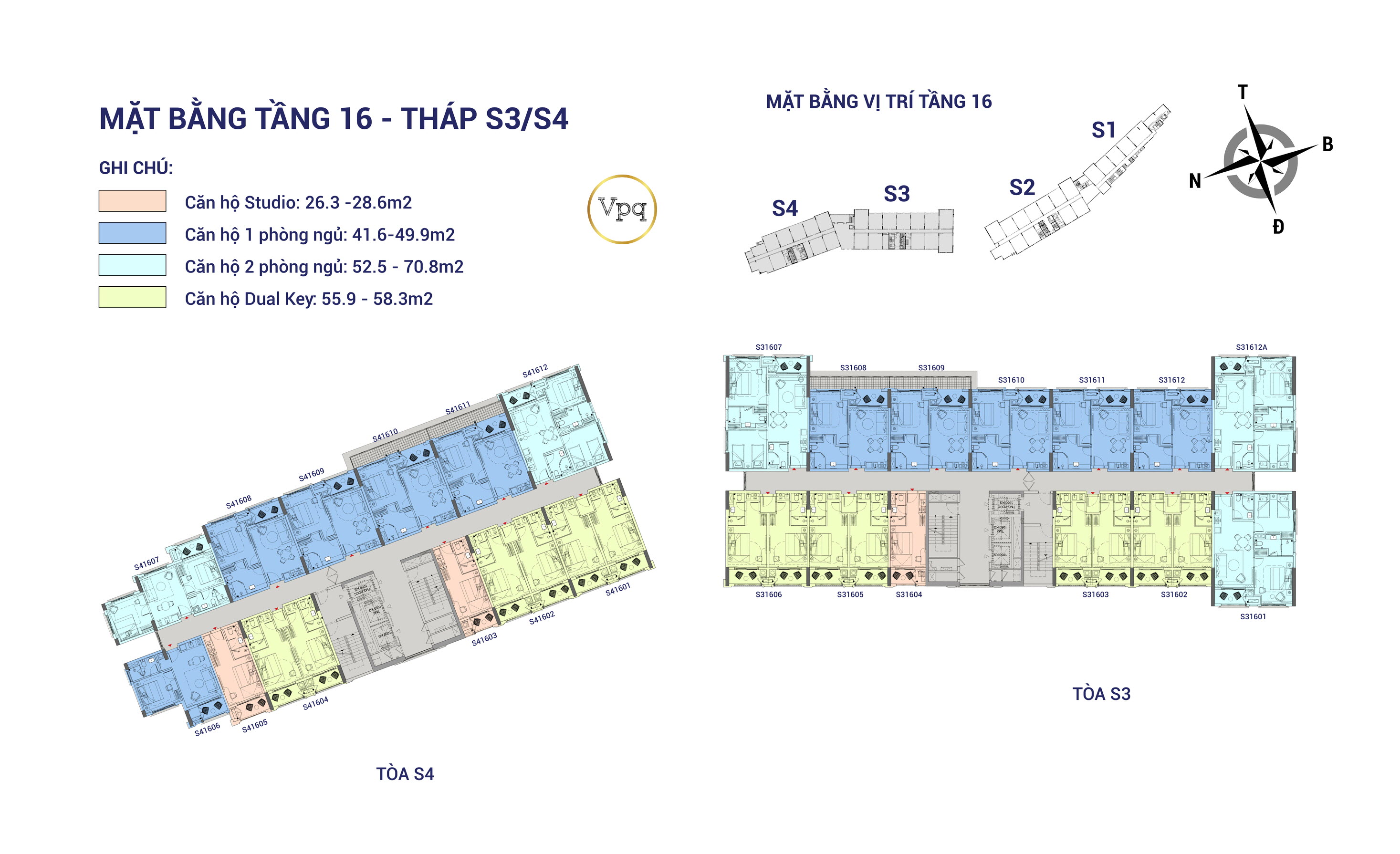 Mặt bằng tầng 16 tháp căn hộ The Sky Phú Quốc